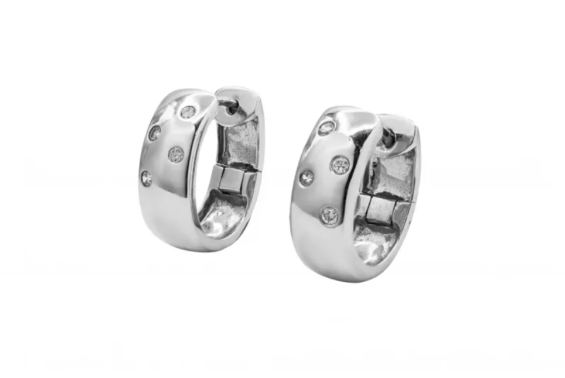 18ct White Gold Diamond Huggie Earrings 0.10ct
