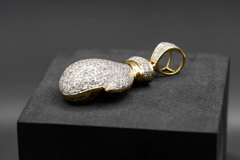 9ct Yellow Gold Boxing Glove Diamond Pendant 1.06cts