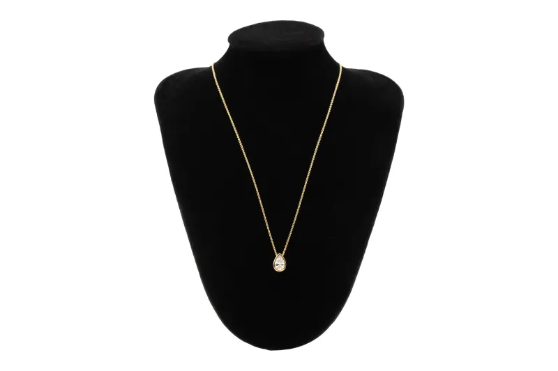 Gold Plated Sterling Silver Lab Grown Pear Cut Diamond Necklace 1.00ct