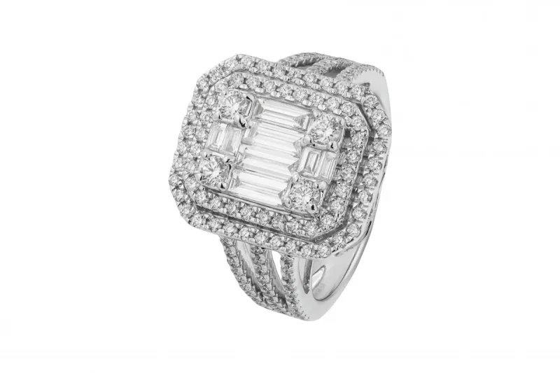 18ct White Gold Diamond Engagement Ring 1.45ct 8.8g