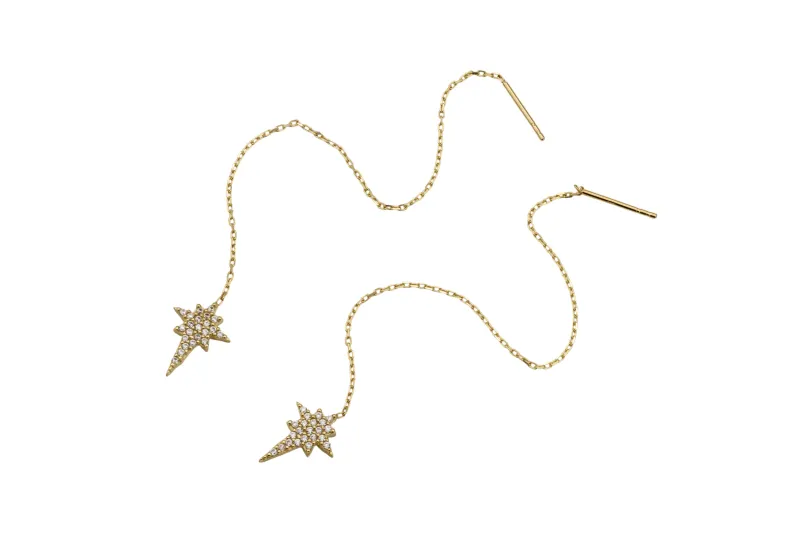 9ct Yellow Gold Pull Through Cubic Zirconia Star Earring 1.75g