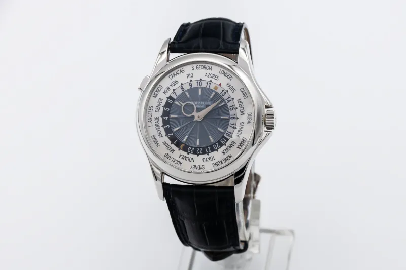Patek Philippe World Time Navy Leather 39mm 5130P-001 2008 UNWORN