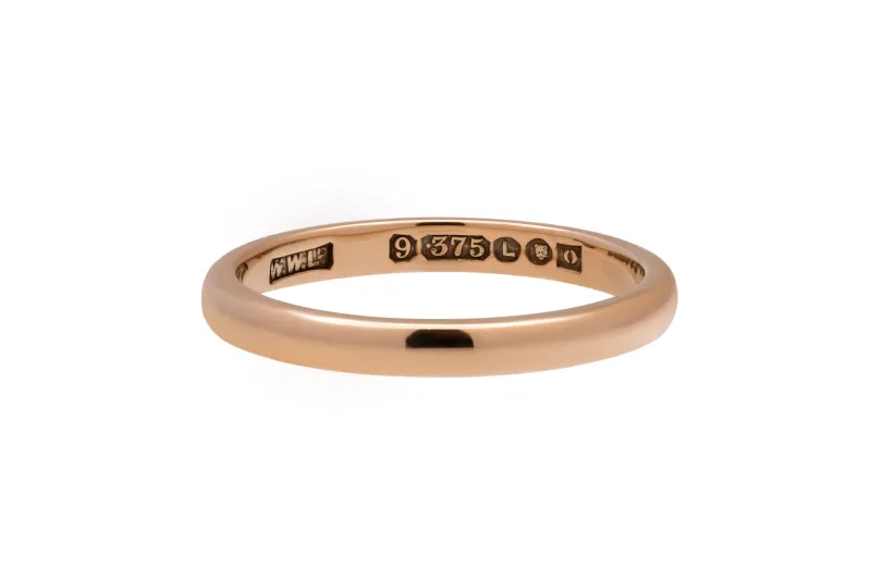 9ct Rose Gold D-Shape Wedding Band 2.45mm