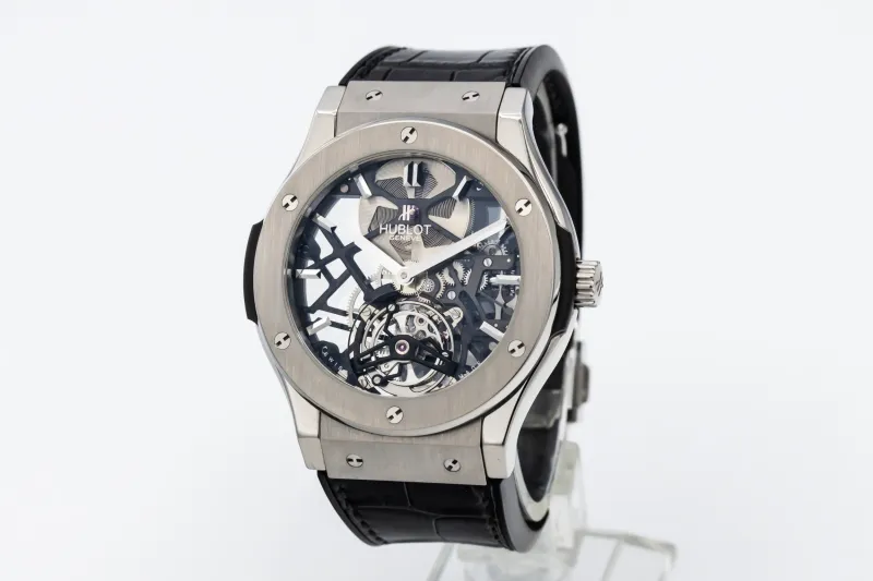Hublot Classic Fusion Tourbillon 45mm Black Leather 505.NX.0170.LR Circa 2015