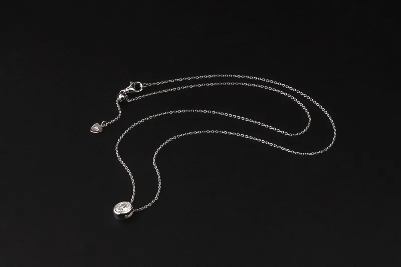 Sterling Silver Lab Grown Oval Cut Diamond Necklace 0.52ct