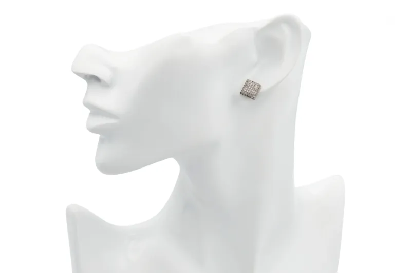 9ct White Gold Pave Diamond Stud Earrings 0.58ct 1.8g