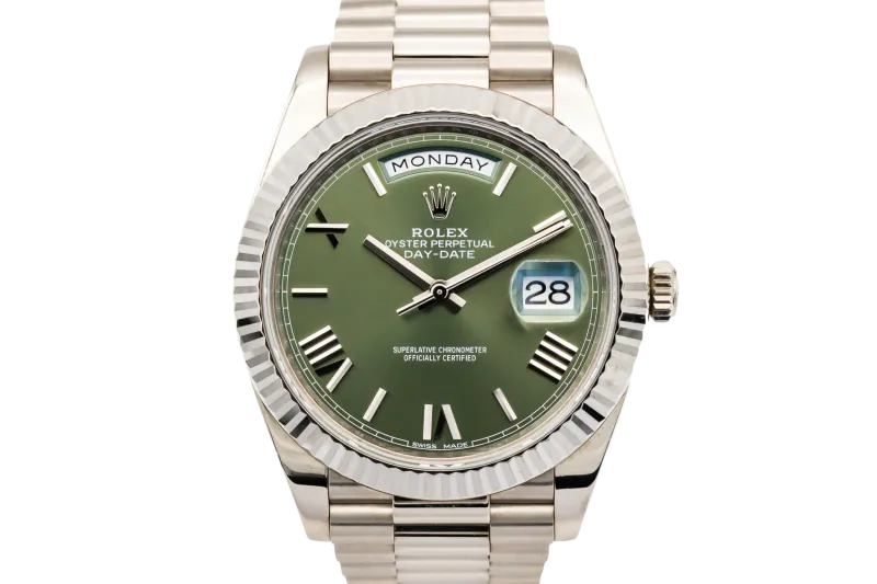 Rolex Day-Date 40mm 'Olive' 18ct White Gold Presidential 228239 2017
