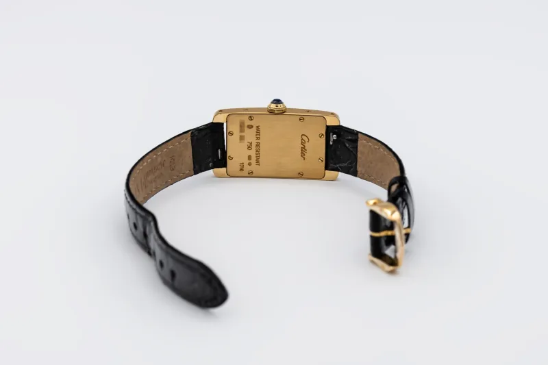 Cartier Tank Americaine 19mm Black Leather W2601556 Circa 2000s