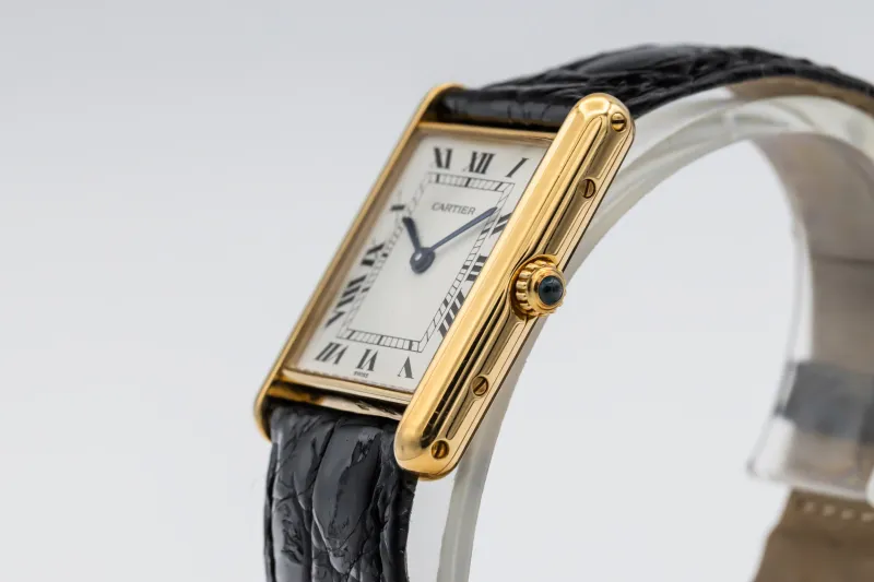 Cartier Tank Francaise Quartz 25mm Black Leather 83717702 Circa 1990s