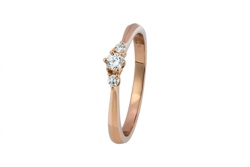 14ct Rose Gold Three Stone Diamond Ring 0.14ct