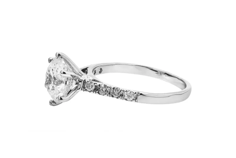 18ct White Gold Round Brilliant Diamond Shoulder Set Engagement Ring 2.65ct