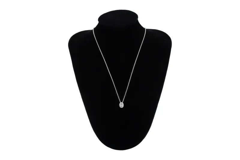 Sterling Silver Lab Grown Oval Cut Diamond Necklace 0.52ct