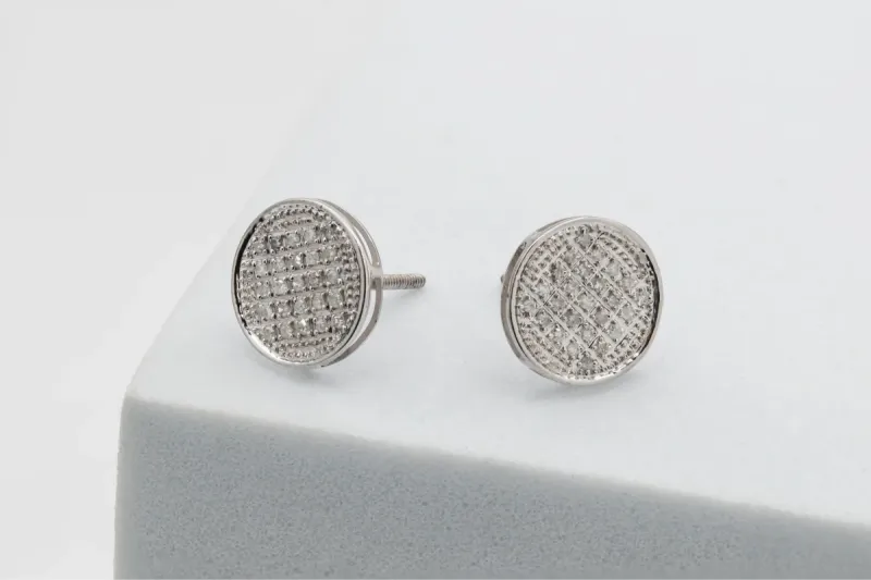 9ct White Gold Round Diamond Stud Earrings 0.9g