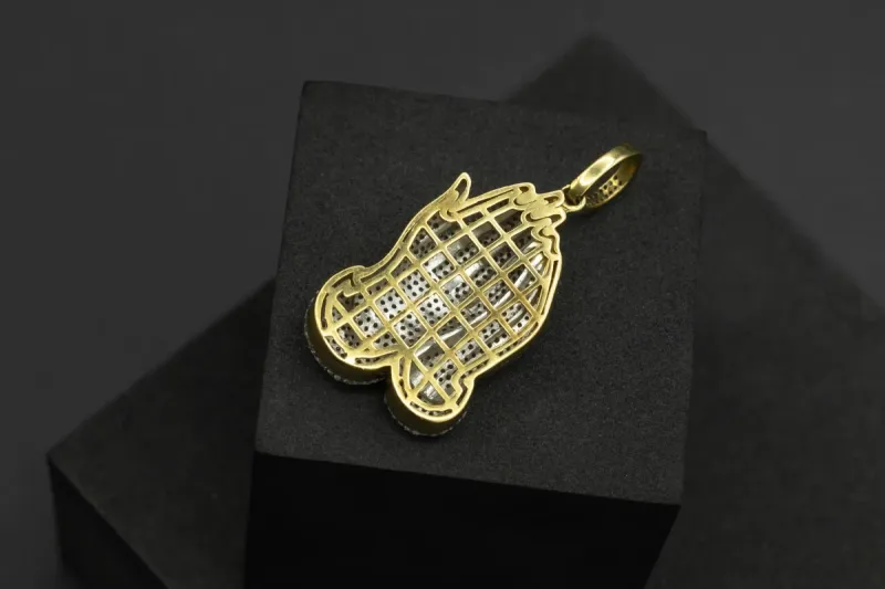 9ct Yellow Gold Diamond Prayer Hands Pendant