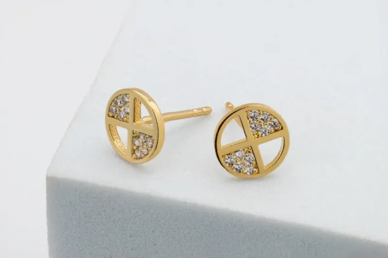 14ct Yellow Gold Cubic Zirconia Stud Earrings