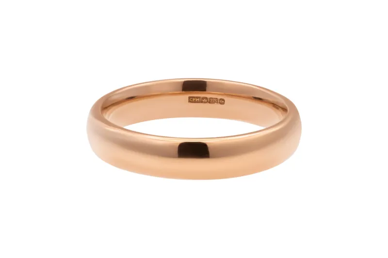 9ct Rose Gold D Shape Wedding Band 4mm