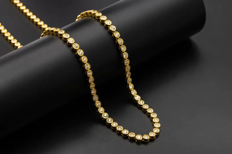 9ct Yellow Gold Diamond Tennis Necklace 13.30ct