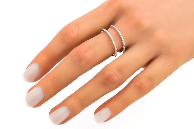 18ct White Gold Double Row Diamond Eternity Ring 0.15ct