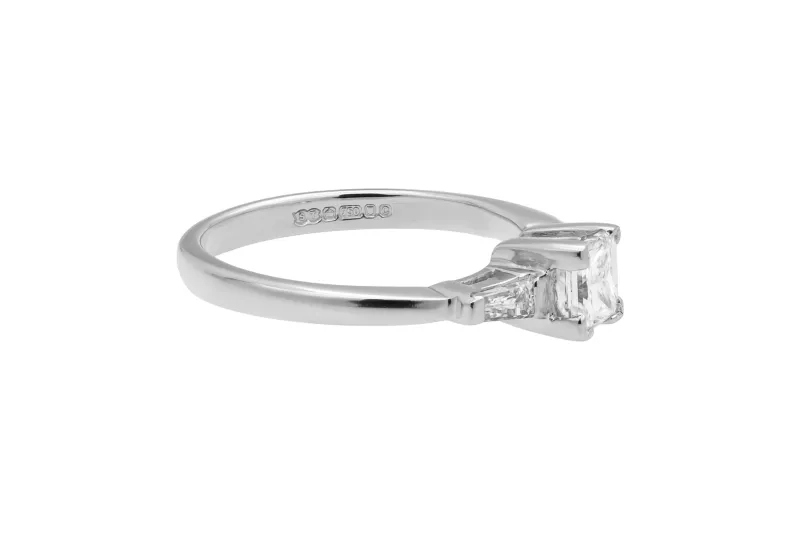 18ct White Gold Princess Diamond Baguette Engagement Ring 0.60ct