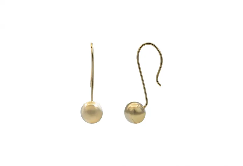 9ct Yellow Gold Euroball Drop Down Earrings 1.6g
