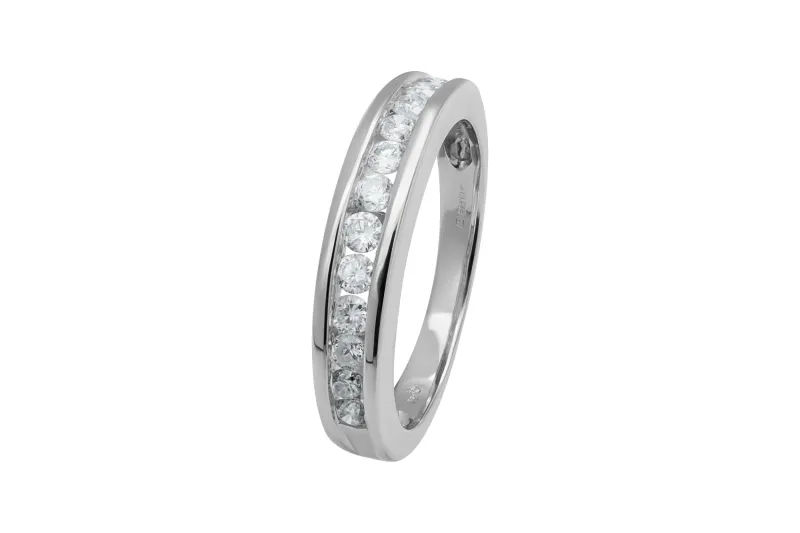 9ct White Gold Diamond Channel Set Wedding Band 3.4g 0.36ct