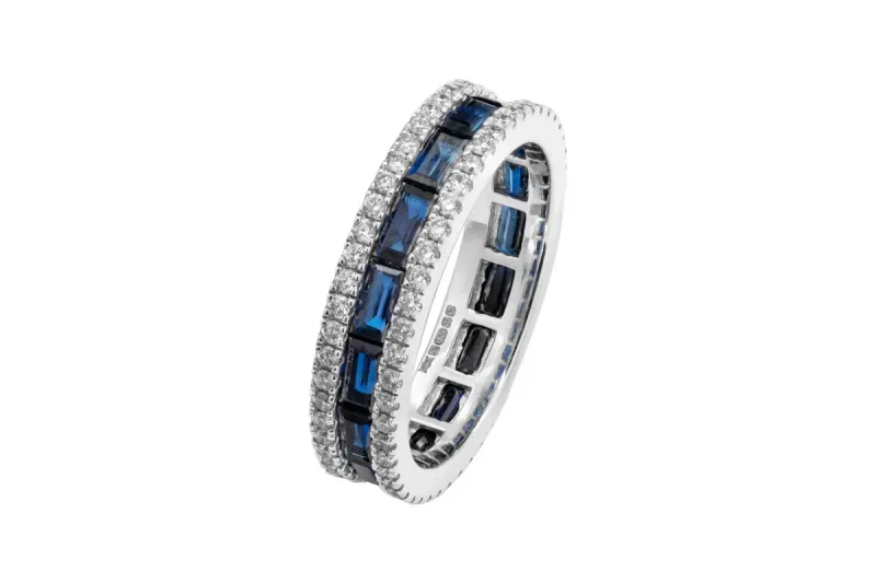 18ct White Gold Diamond & Sapphire Eternity Ring