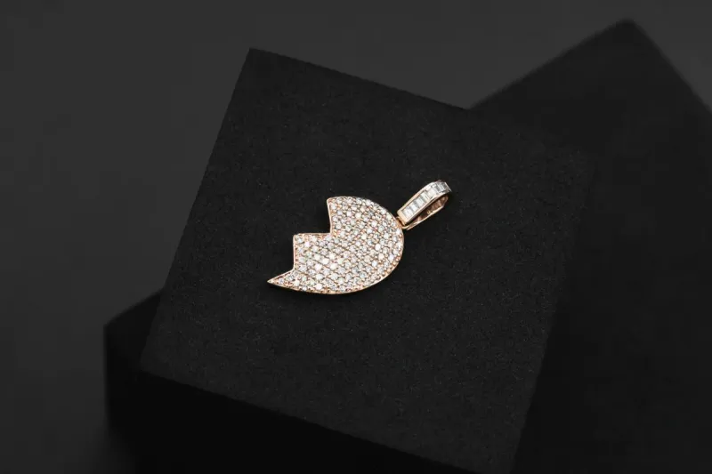 9ct Rose Gold Diamond Right Side Heart Pendant 1.10ct
