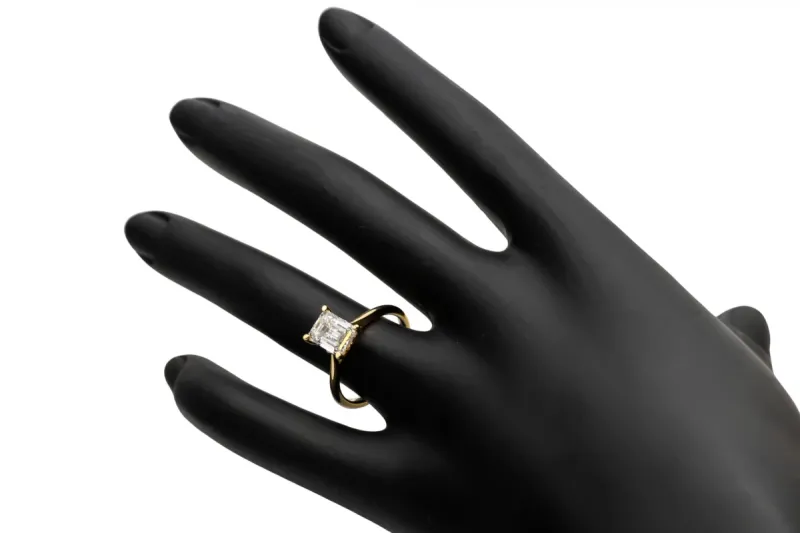 18ct Yellow Gold LAB Diamond Emerald Engagement Ring 1.83ct IGI Certified