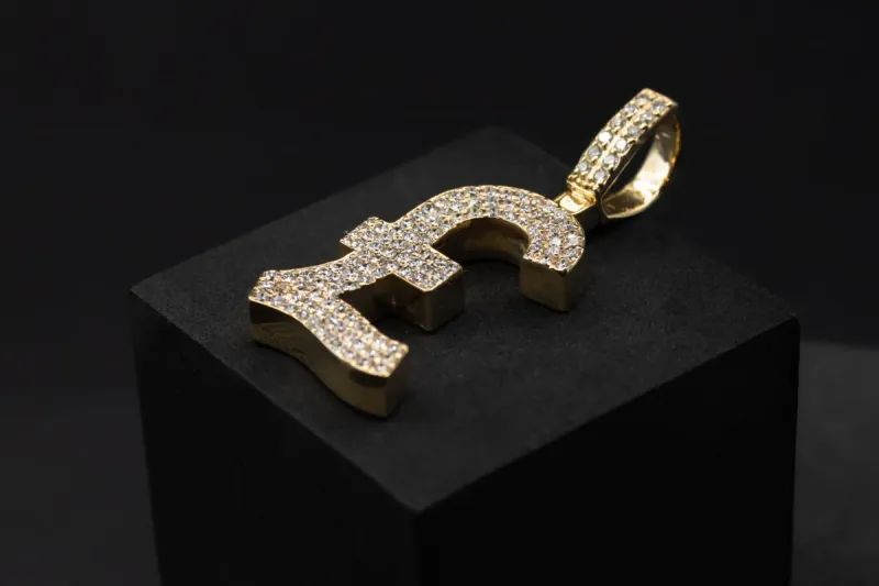 14ct Yellow Gold Diamond Pound Sign Pendant 4.00ct