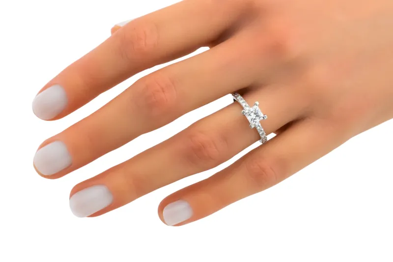 Platinum Princess Cut Diamond Solitaire Engagement Ring 1.03ct GIA CERTIFIED