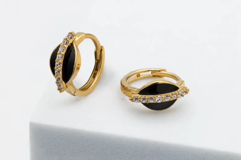 9ct Yellow Gold Cubic Zirconia Huggie Earrings