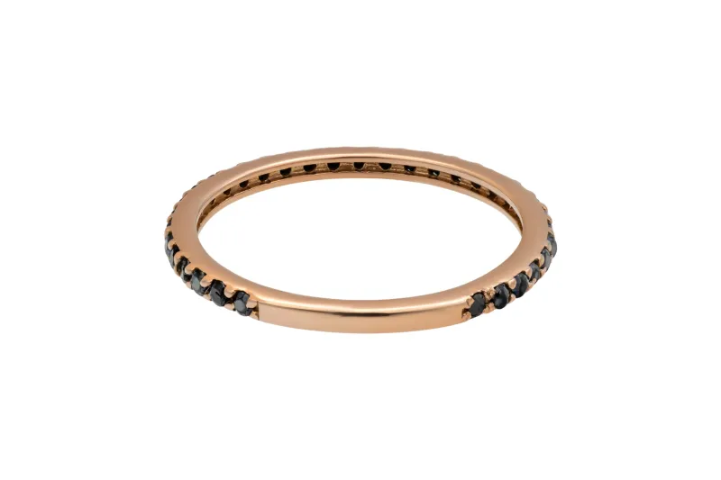 9ct Yellow Gold Black Diamond Ring 0.75ct 1.2g