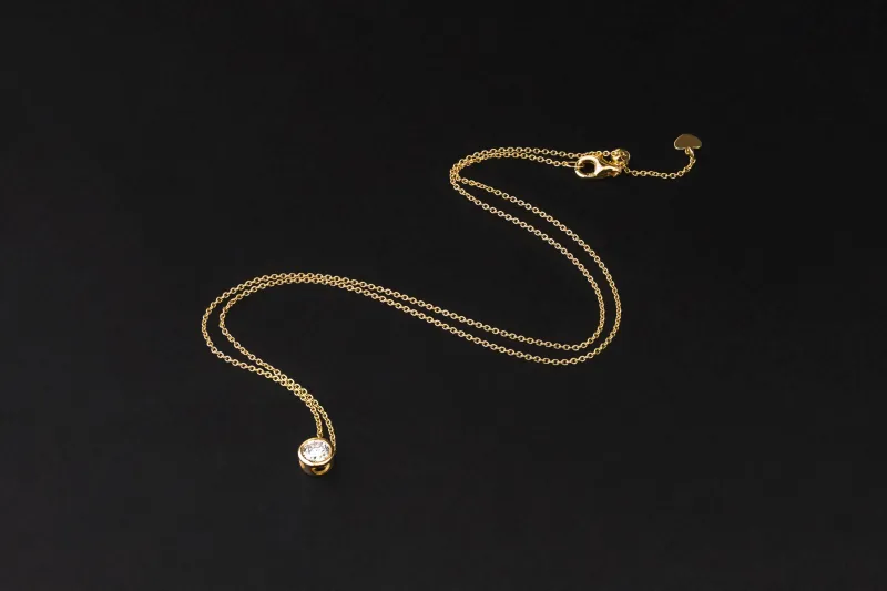 Gold Plated Sterling Silver Lab Grown Brilliant Cut Diamond Necklace 0.50ct