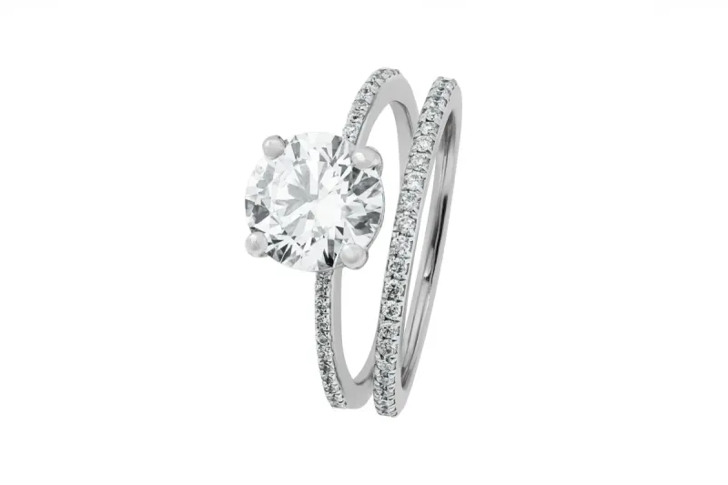 18ct White Gold Lab Diamond Engagement Ring Set 1.90ct GIA Certified