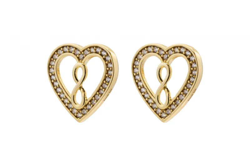 9ct Yellow Gold Heart CZ Stud Earrings 2.2g