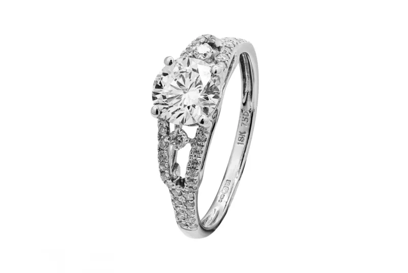 18ct White Gold Diamond Solitaire Engagement Ring 1.10cts