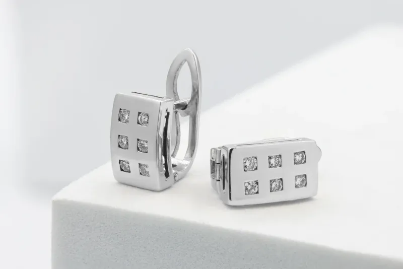18ct White Gold Princess Cut Diamond Drop Earrings 0.36ct