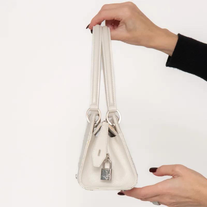 Christian Dior East West Off White Leather Cannage Bag