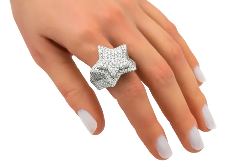 14ct Yellow Gold Diamond Star Statement Ring 3.10ct