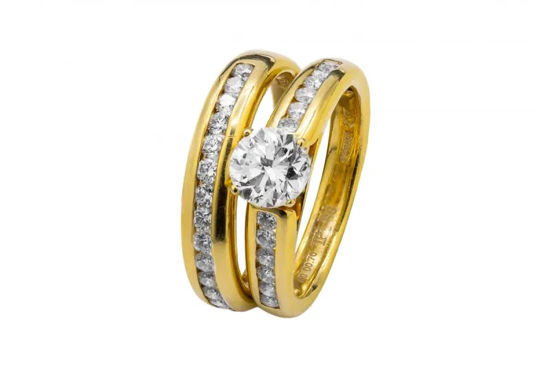 18ct Yellow Gold Engagement Ring  & Band Set 1.60ct GIA Cert