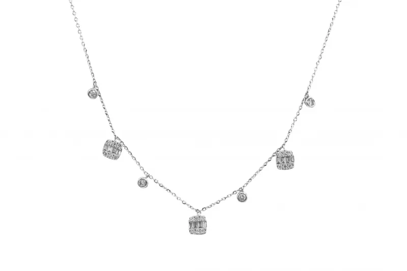 14ct White Gold Diamond Drop Necklace 0.40ct