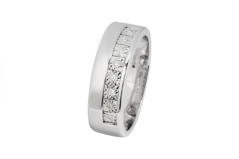 9ct White Gold Diamond Wedding Band 0.05ct