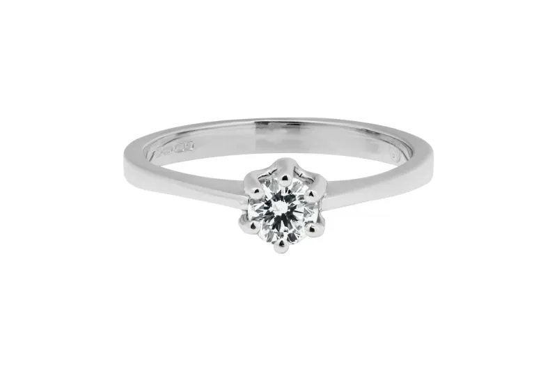 18ct White Gold Classic Solitaire Diamond Ring 0.29ct