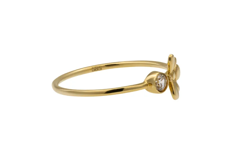 14ct Yellow Gold Bumble Bee Cubic Zirconia Ring Size P 1.2g