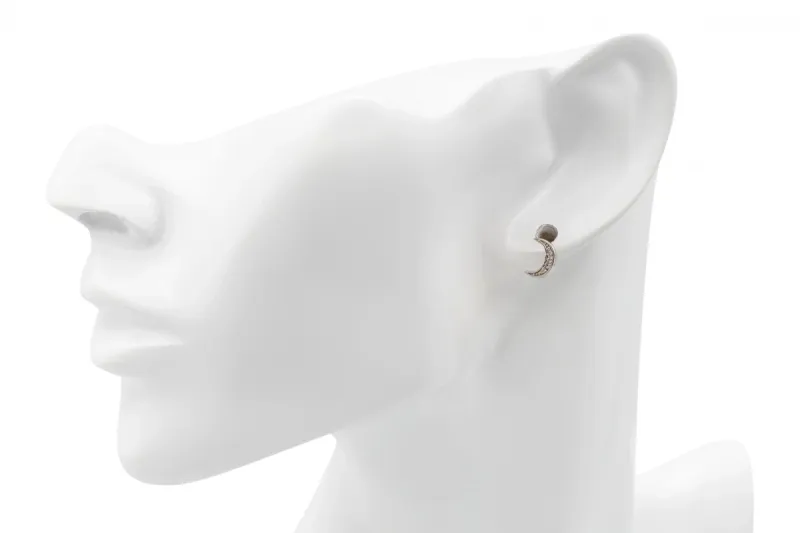 18ct White Gold Diamond Moon Stud Earrings 0.50ct