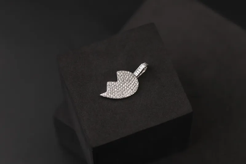 9ct White Gold Diamond Heart Pendant 1.10cts Right Side