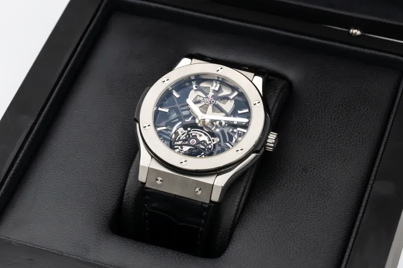 Hublot Classic Fusion Tourbillon 45mm Black Leather 505.NX.0170.LR Circa 2015
