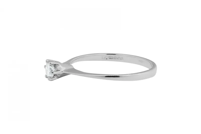 18ct White Gold Classic Diamond Engagement Ring 0.19ct