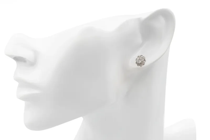 18ct White Gold Diamond Flower Cluster Stud Earrings 0.72ct