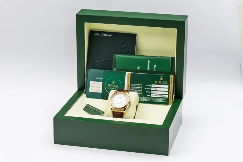 Rolex DateJust 36mm Brown Leather Strap 116138 2010